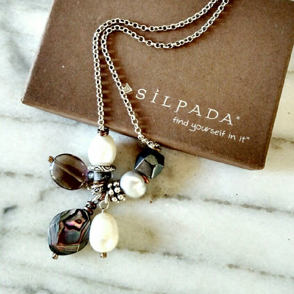 Silpada Abalone Shell Pearl Silver Necklace. N2202